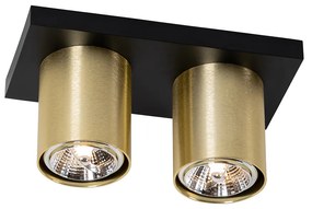 Moderne plafondSpot / Opbouwspot / Plafondspot zwart met goud 2-lichts - Tubo Modern GU10 Binnenverlichting Lamp