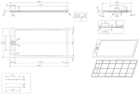 Best Design Decent solid surface douchebak mat wit 180x90x4,5cm