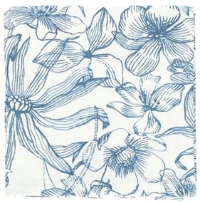 Theedoek, bio-katoen, blauwe bloemen, 50 x 70 cm