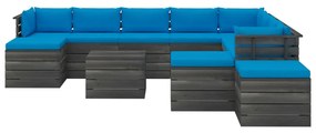 vidaXL 12-delige Loungeset met kussens pallet massief grenenhout