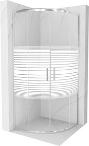 Mexen Rio halfronde douchecabine 70 x 70 cm, witte strepen, chroom - 863-070-070-01-20