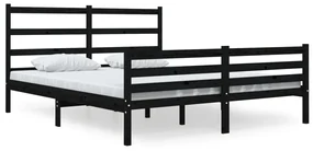 vidaXL Bedframe massief grenenhout zwart 135x190 cm 4FT6 Double