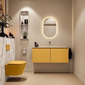 Mondiaz Ture DLux toiletmeubel 120cm ocher met wastafel glace midden zonder kraangat