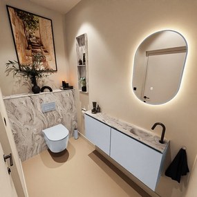 Mondiaz Ture DLux toiletmeubel 120cm clay met wastafel glace rechts met kraangat