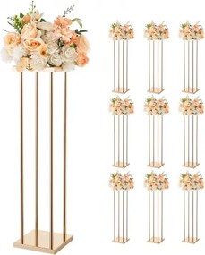 VEVOR Bruidsbloemenstandaard 200x200x800mm, 10 stuks. Bloemenstandaards met metalen plank en cilindrische poten, plantenstandaards voor bruiloften, feesten, verjaardagen, thuis, tafeldecoratiestandaard, roségoud