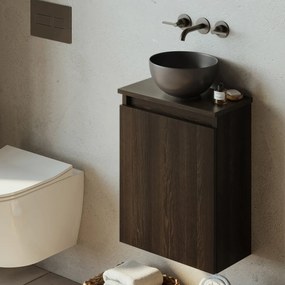 Fontana Bano toiletmeubel kasteel bruin 40x22cm met mat zwarte waskom