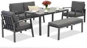 Zakintos Apetito 4 aluminium set met bank antraciet Garden Point
