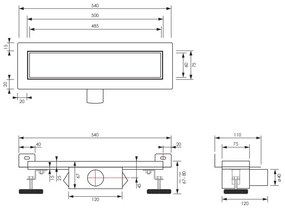 Brauer douchegoot 50x7cm met multifunctioneel rooster en muurflens RVS geborsteld