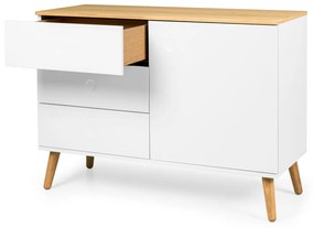 Tenzo Dot Wit Dressoir Met Eiken Blad - 109x43x79cm.