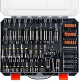 VEVOR Dopsleutelset, 80-delig, SAE &amp; metrisch, magnetische doppen, met stelschroef, verlengstukken, universele doppen en gereedschapskoffer, voor autoreparaties en doe-het-zelfprojecten.