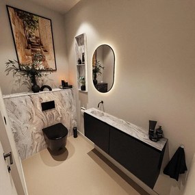 MONDIAZ TURE-DLUX 120cm toiletmeubel Urban. EDEN wastafel Glace positie links. Zonder kraangat. TUREDX120URBL0GLA