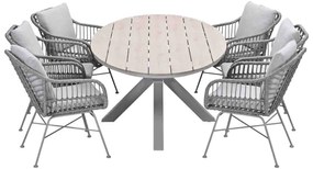 Garden Impressions Lucas tuinset 7-delig valley sand - Tulli tuintafel 220x115 cm - light teak vironwood