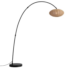 Japandi booglamp zwart met bruine kap - Bida