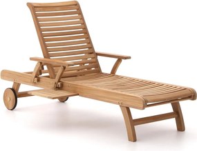 Verstelbaar ligbed Sunyard  | Teakhout | Natural Teak | Ligbed met wiel | Ligstoel tuin | Strandbed  | Kees Smit Tuinmeubelen