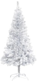 vidaXL Kunstkerstboom met LED's en standaard 120 cm PET zilverkleurig
