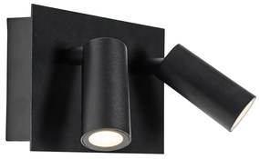 Buiten wandlamp zwart incl. LED 2-lichts bewegingssensor- Simon