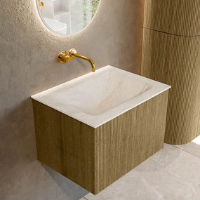 Mondiaz Kurve-dlux 60cm badmeubel dusk met 1 lade en wastafel cloud midden zonder kraangat ostra