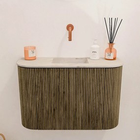 Mondiaz Joya DLux 65cm toiletmeubel ronding links/rechts dusk met wastafel faye midden zonder kraangat frappe