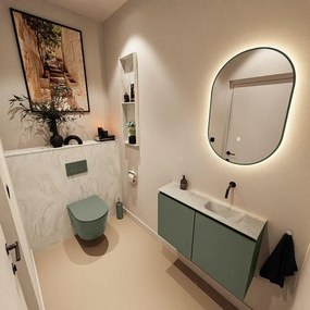 MONDIAZ TURE-DLUX 80cm toiletmeubel Army. EDEN wastafel Ostra positie rechts. Zonder kraangat. TUREDX80ARMR0OST