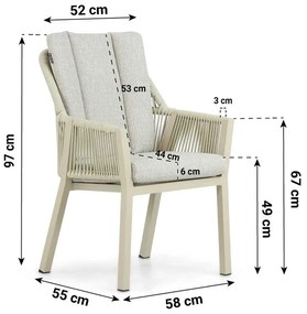 Tuinset 6 personen 240 cm Aluminium/rope Taupe Lifestyle Garden Furniture Verona/Diogo