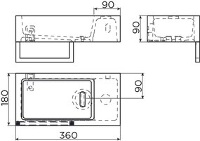 Clou Flush 3 fontein solid surface 36cm rechts met handdoekhouder wit mat