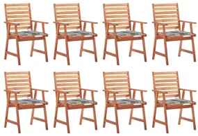 vidaXL Tuinstoelen 8 st met kussens massief acaciahout