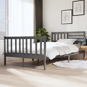 vidaXL Bedframe massief hout grijs 120x200 cm