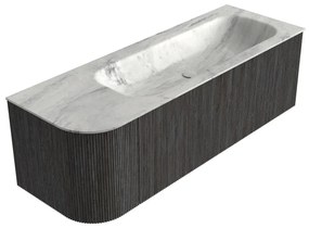 Mondiaz Kurve-dlux 135cm badmeubel ronding links shadow met 1 lade en deur en wastafel big medium rechts zonder kraangat opalo