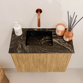 Mondiaz Joya DLux 50cm toiletmeubel oak met wastafel faye links zonder kraangat lava