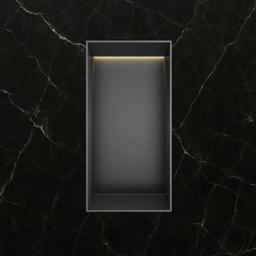 Hotbath &More frameless inbouwnis met verlichting 30x15x10cm geborsteld gunmetal PVD