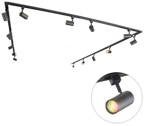 Smart 1-fase railsysteem incl. 14 Wifi GU10 zwart - Iconic Jeana Modern GU10 Binnenverlichting Lamp