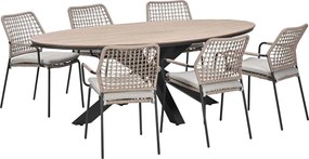 Garden Impressions Natas tuinset sand 7-delig - Tulli tuintafel ovaal 220x115 cm