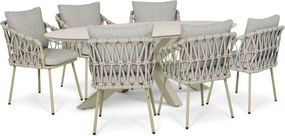 Tuinset 6 personen 240 cm Rope Zand/Beige Coco Oliva/Lunea