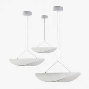 Set Van 3 Hanglampen Met Led-plafondlampen In Zelvon-stof Wit - Sklum