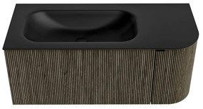 Mondiaz Kurve 105cm badmeubel ronding rechts shadow met 1 lade en deur en wastafel big small links zonder kraangat urban