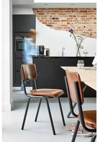 Goossens Eetkamerstoel Chaplin cognac leer leuning, urban industrieel
