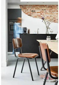 Goossens Eetkamerstoel Chaplin cognac leer leuning, urban industrieel