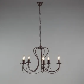 Eettafel / Eetkamer Klassieke kroonluchter roestbruin met kapjes wit - Como 5 Landelijk / Rustiek E14 rond Binnenverlichting Lamp