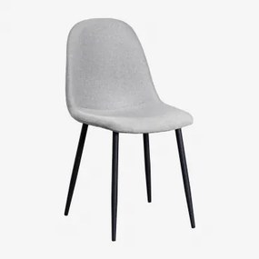 Set Van 4 Glamm Eetkamerstoelen Zwart & Linnen Betongrijs & Linnen - Sklum