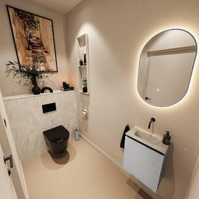 MONDIAZ TURE-DLUX 40cm toiletmeubel Plata. EDEN wastafel Ostra positie midden. Zonder kraangat. TUREDX40PLAM0OST