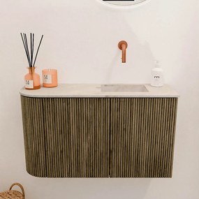 Mondiaz Joya DLux 70cm toiletmeubel ronding links dusk met wastafel faye rechts zonder kraangat frappe