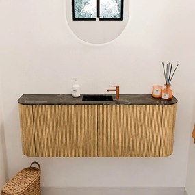 Mondiaz Joya DLux 115cm toiletmeubel ronding links/rechts oak met wastafel faye midden 1 kraangat lava