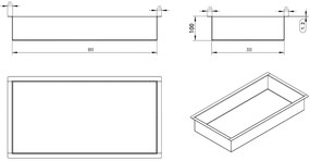 Mueller Gold inbouwnis 60x30x10cm geborsteld messing