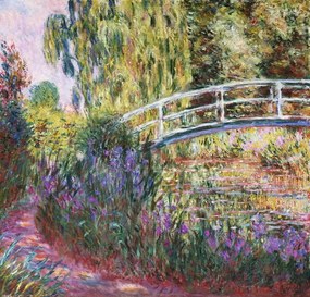 Monet, Claude - Kunstdruk The Japanese Bridge, Pond with Water Lilies, 1900, (40 x 40 cm)