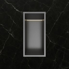 Hotbath &More inbouwnis met verlichting 30x15x10cm geborsteld gunmetal PVD