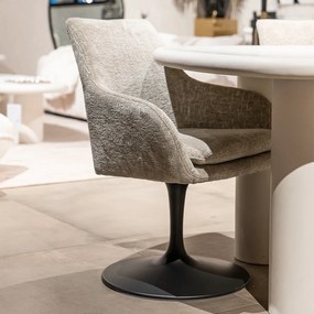 Richmond Interiors Marlon Eetkamerstoel Met Ronde Trompet Voet Pearl Beige