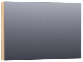 Saniclass Plain Spiegelkast - 100x70x15cm - 2 links/rechtsdraaiende spiegeldeuren - hout - grey oak SK-PL100GO