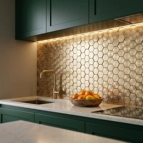 Zelfklevende Mozaïektegels Metaal | Hexagon Goud | 28,8×29,2 cm | Keuken, Bad & WC