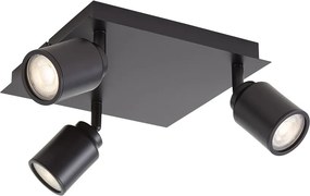 Moderne badkamer spot zwart vierkant 3-lichts IP44 - Ducha