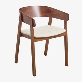 Pak Van 4 Olsen Houten Eetkamerstoelen Donker Hout & Bouclé Wit - Sklum